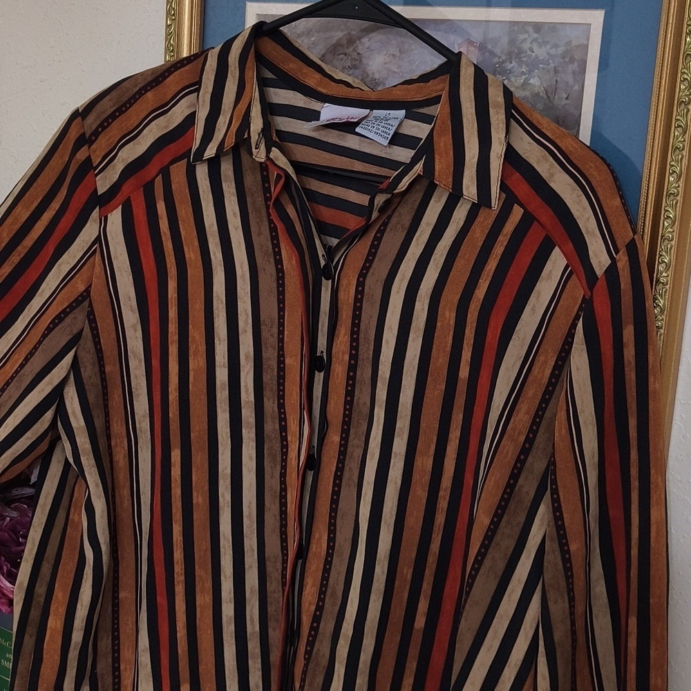 Vintage Contemporary Long Sleeve Button-Up Shirt Size Large Career Scandinavian - Picture 2 of 11